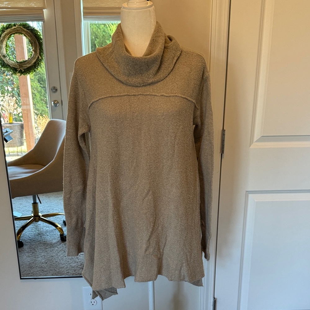 Umgee Tan Cowl Neck Sweater